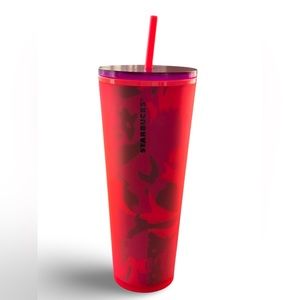 Starbucks red floral 24oz tumbler cup